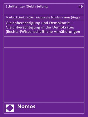 cover image of Gleichberechtigung und Demokratie, Gleichberechtigung in der Demokratie